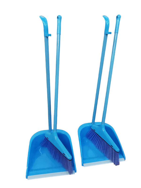 2 Pairs of Long Handle Broom and Dustpan