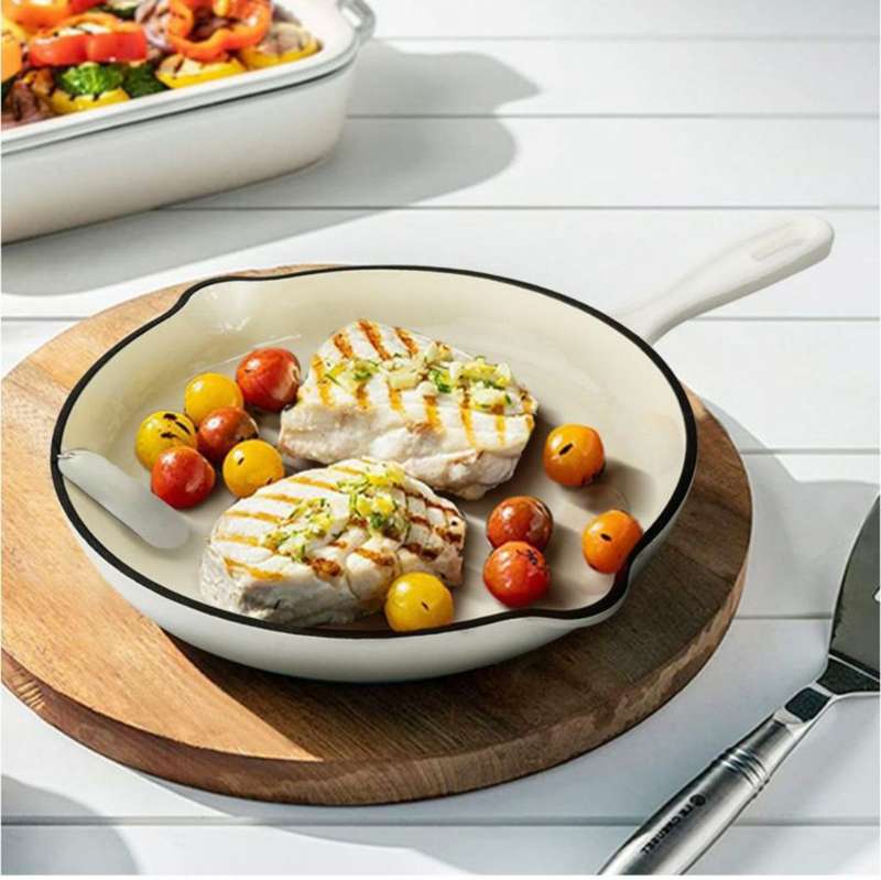 New Design Dutch Pot Cookware Sets Cast Iron - 7 Piece - Cream