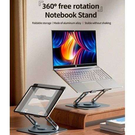HP - Anti-Slip Laptop Stand With 360 Rotating Base - Dark Grey