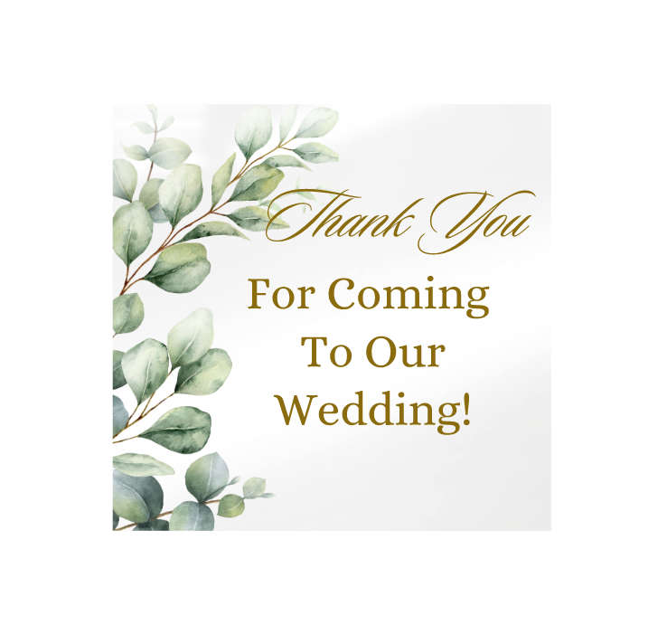 Wedding Thank You For Coming - Clear Vinyl Stickers - Pack of 100