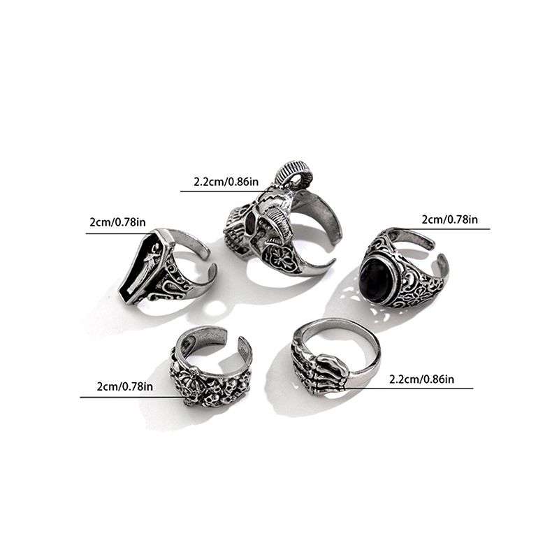 Gothic Punk Rings Vintage Silver Open Ring Bulky Hippie Rings