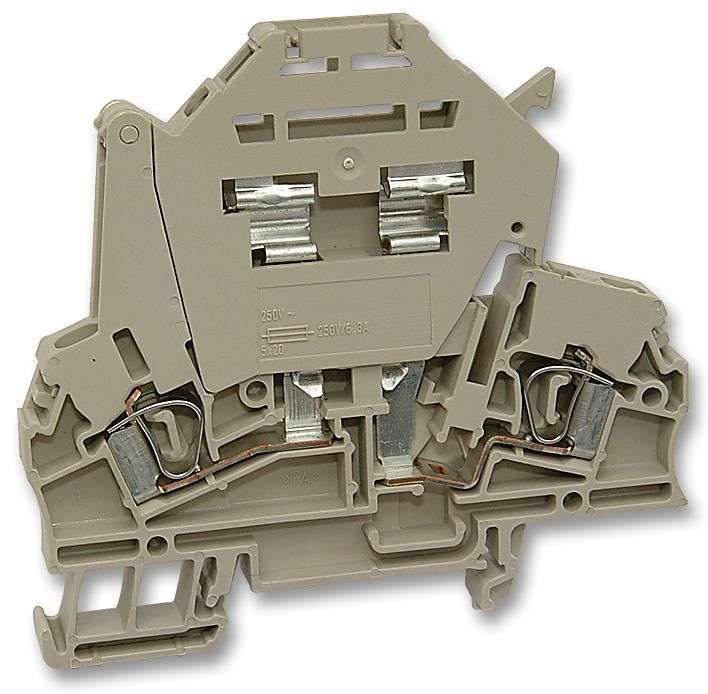 Weidmuller (161640 ZSI2.5) Fused Terminal Block, 2 Ways, 26AWG to 12AWG