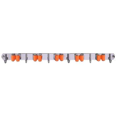 Heavy Duty Stainless Steel Mop Broom & Tools Equipment Organiser - ORANGE