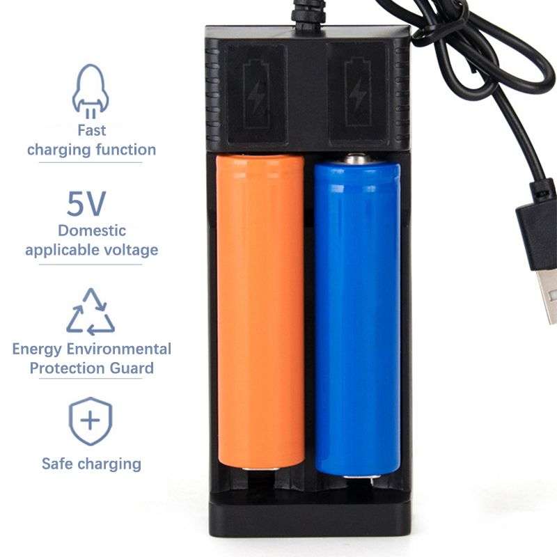 USB Smart Charger with 2 x 18650 2800mah 3.7V Rechargeable Batteries