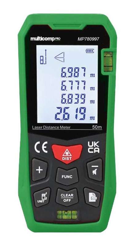 Multicomp Pro (MP780997) Laser Distance Meter, 2" Display, 50m, 2mm, LCD