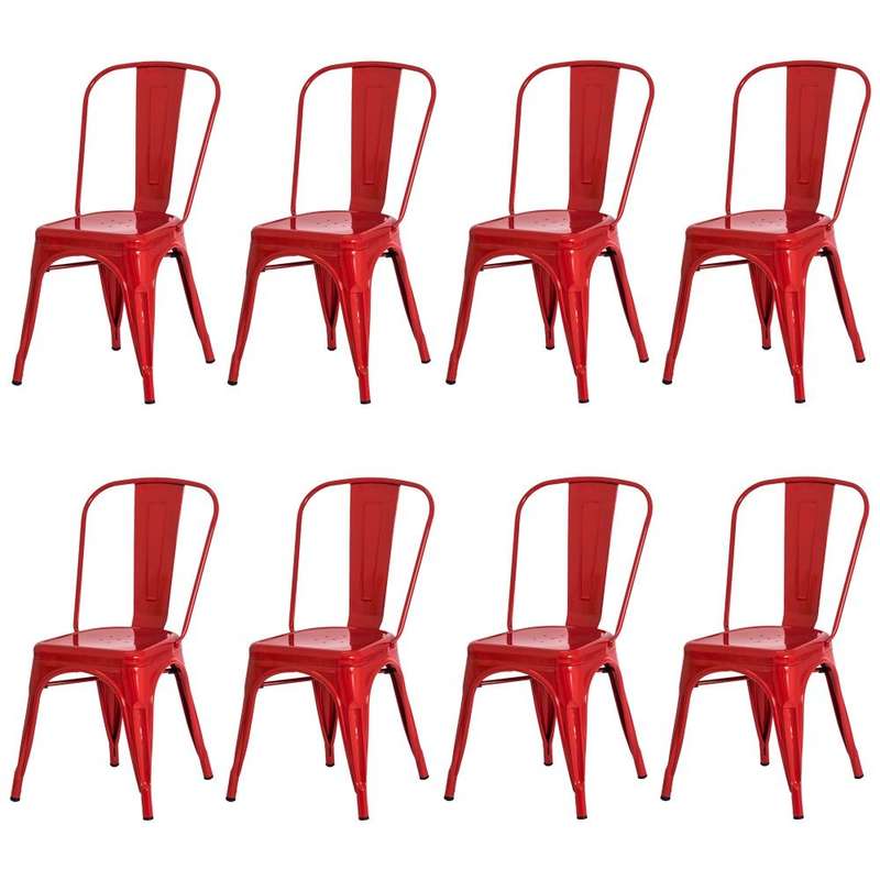 Metal stackable chair outdoor/indoor useRed - Red - 6 Pack