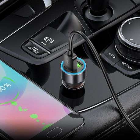 PD36 Watt Fast Car Charging Adapter With Dual USB-A Port-HOCO-NZ12