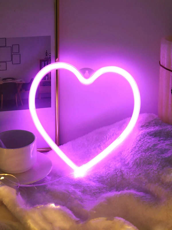 Heart Shape Neon LED Wall Decoration Hanging Light Room Deco Desk Light