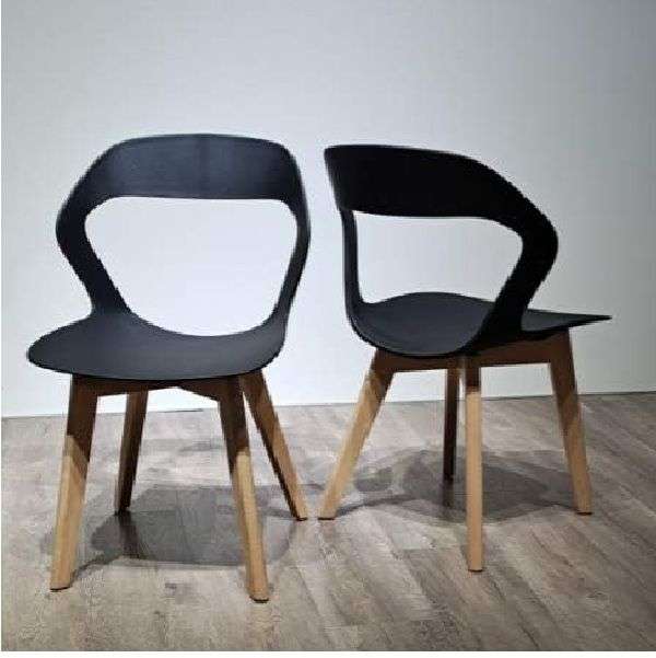 Plastic Kitchen Chair in Black-2 Pack