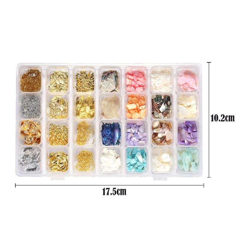 28 Grids Mixed Color Nail Foil Paillette For Nail Art Decoration - Pearl