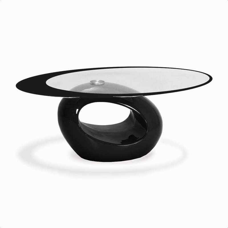 Coffee Tables - Oval Tempered Glass Top - Black Base Colour
