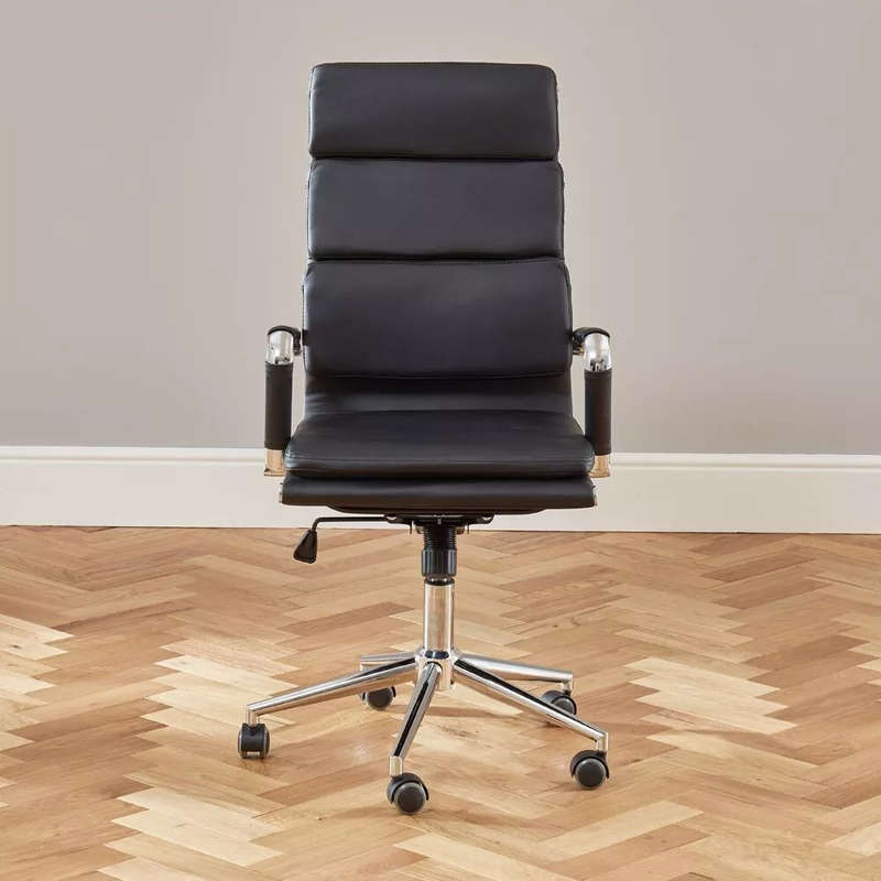 Black PU-leather rotating office chair