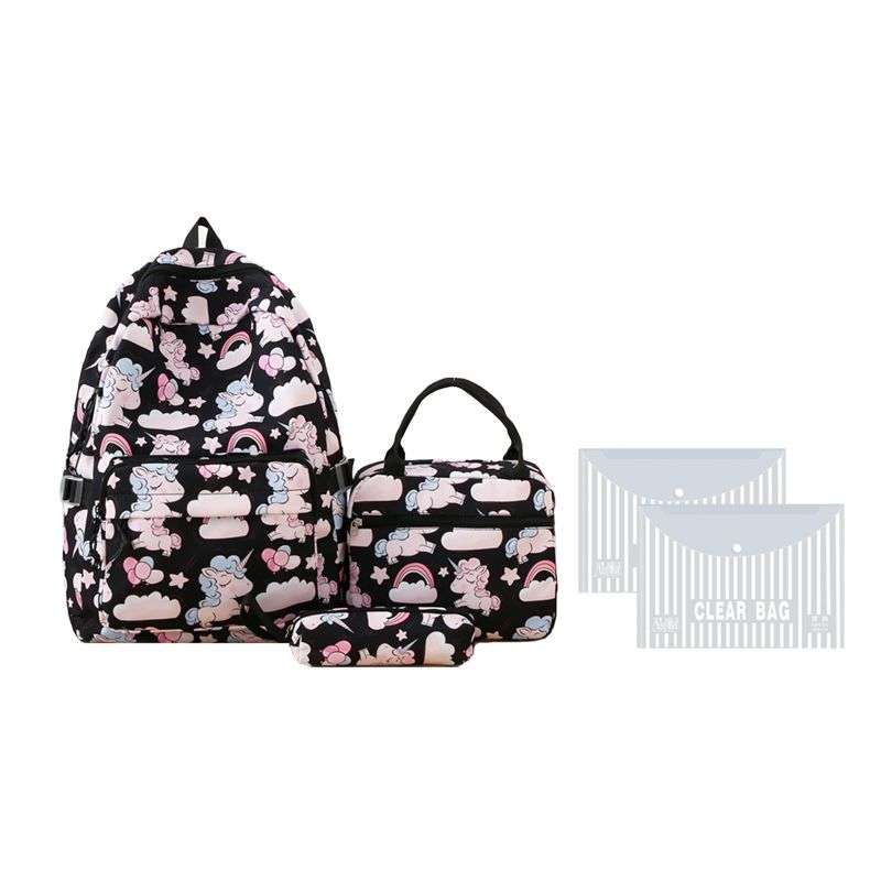 Unicorn Girls School Backpacks With Lunch Bag and Pencil Case - Blue