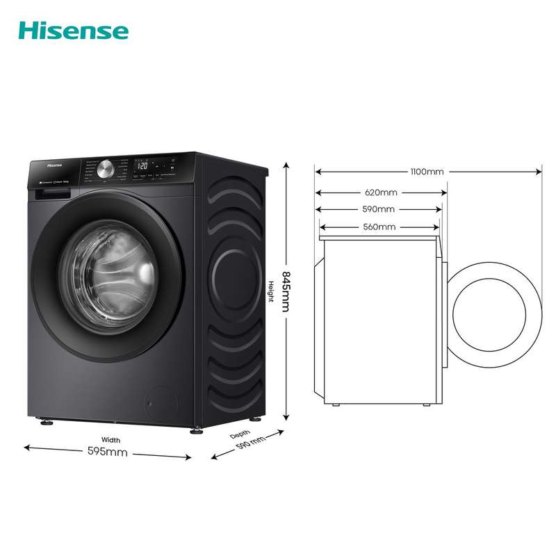 Hisense 10.5kg Grey Front Loader Washing Machine - WF3S1043BT