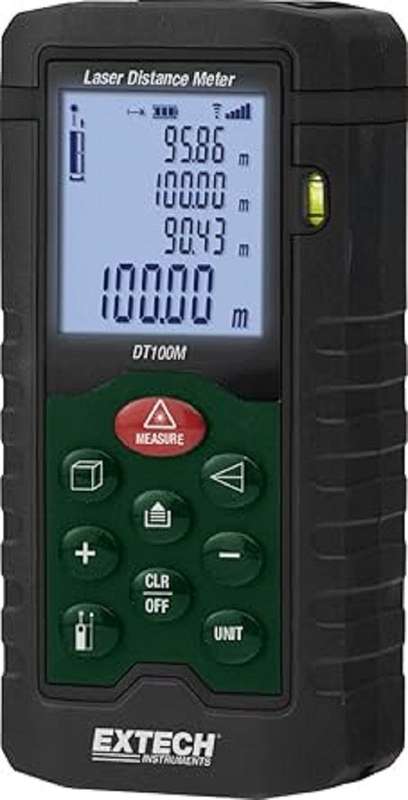 Extech (DT100M) Laser Distance Meter, 0.05m to 100m, 2mm, LCD