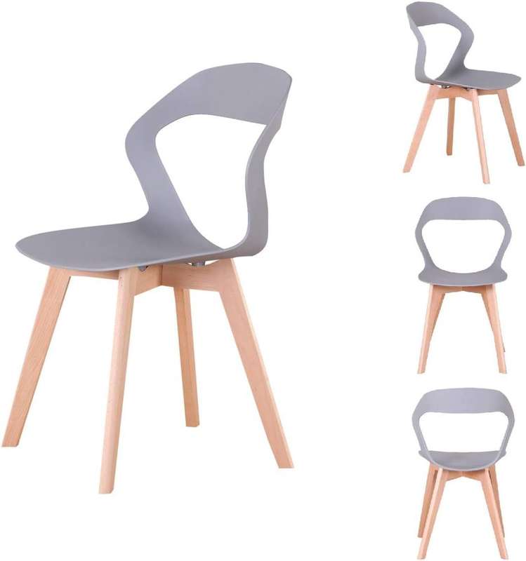 Plastic Kitchen Chair 4 Pack - Grey