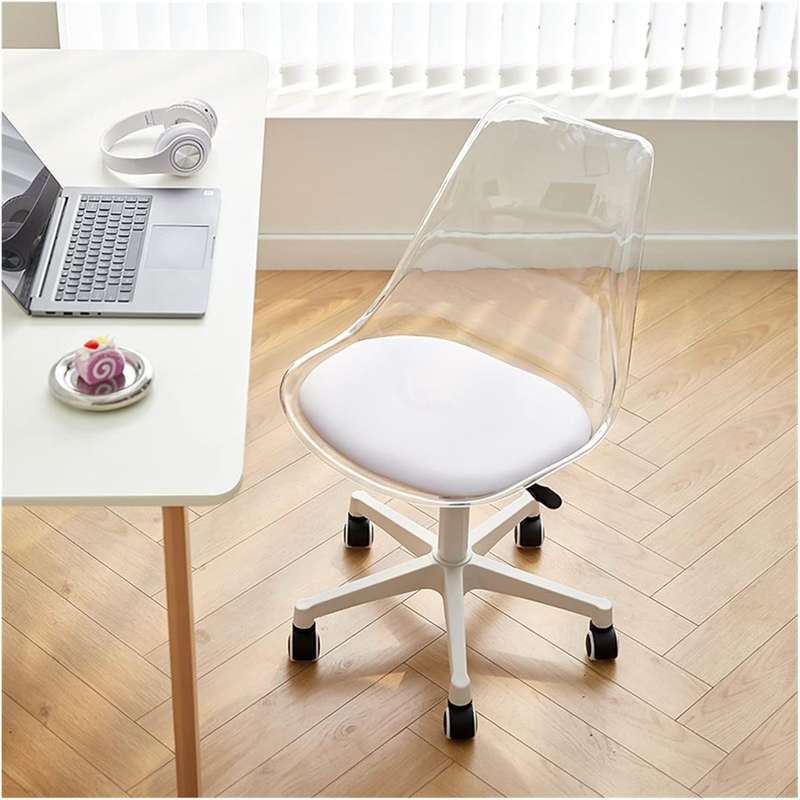 Transparent Office Chair with Colored Seat Pad -  Transparent, White