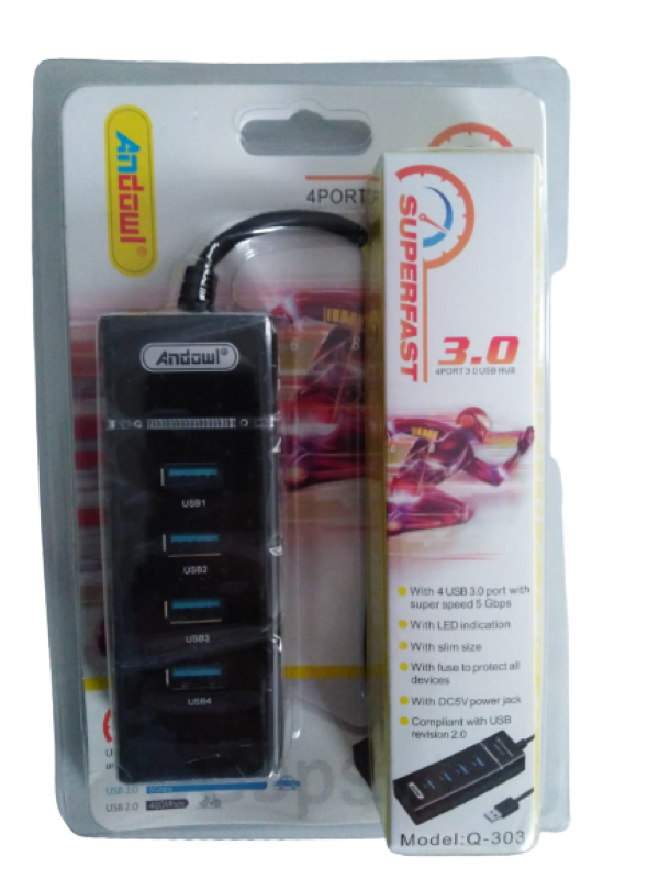 Andowl- 4 Port Super Fast 3.0 USB Hub