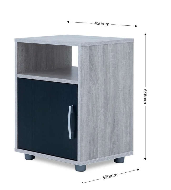 Modern Pedestal/Nightstand - 1-Drawer and 1-Shelf - Brown, Black
