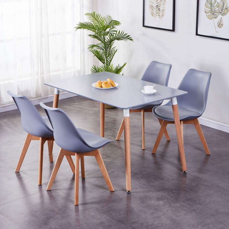 Dining Suite / Set - Dining Table with Four Padded Chairs - Grey Colour