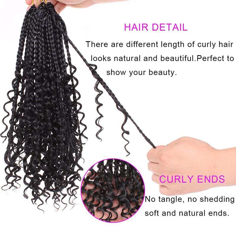 14" Goddess Box Three Braids Hair Extension Crochet Curly Hair - Brown 1B/27#