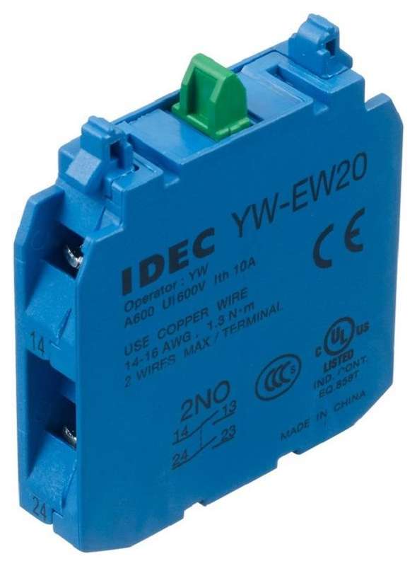 IDEC YW-EW20 Contact Block, YW and CW Series, 2NO, Screw Terminals