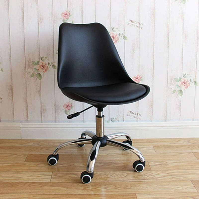 Armless Adjustable Swivel Mid-Back Task Office Chair with Wheels - Black