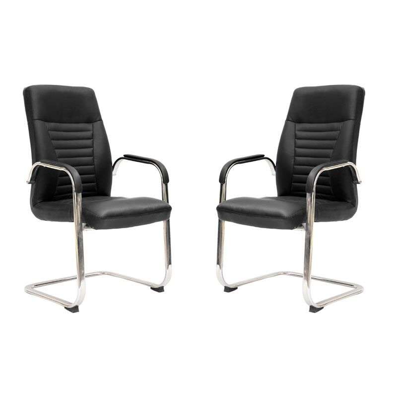 Visitor Office Chairs - Set of 2 Modern Simple Backrest - Black Colour