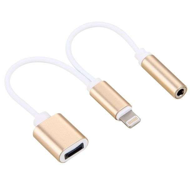 10 cm 8 Pin Female & 3.5mm Audio Female to 8 Pin Male Charger Adapter Cable - Black