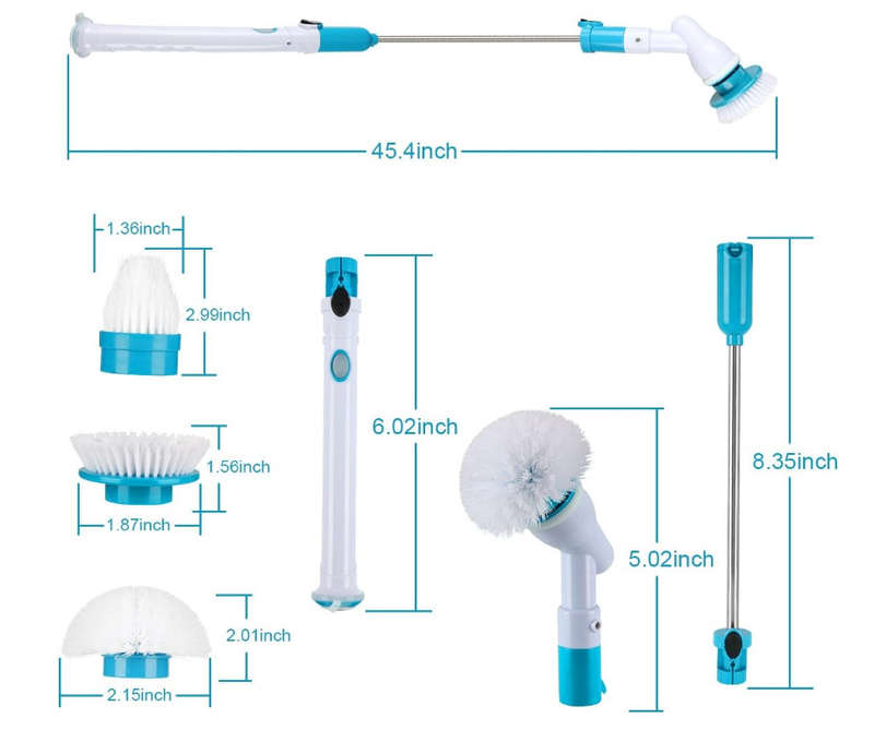 Cordless Tub and Tile Scrubber with 3 Replaceable Cleaning Scrubber Brush
