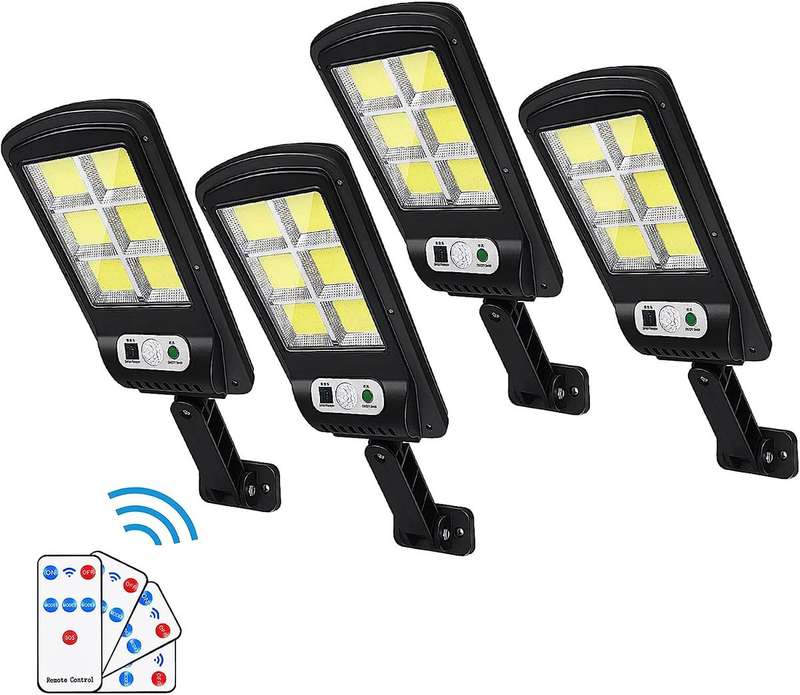 4 x Solar Street Lights Outdoor Remote Control Solar Parking Lot Lights