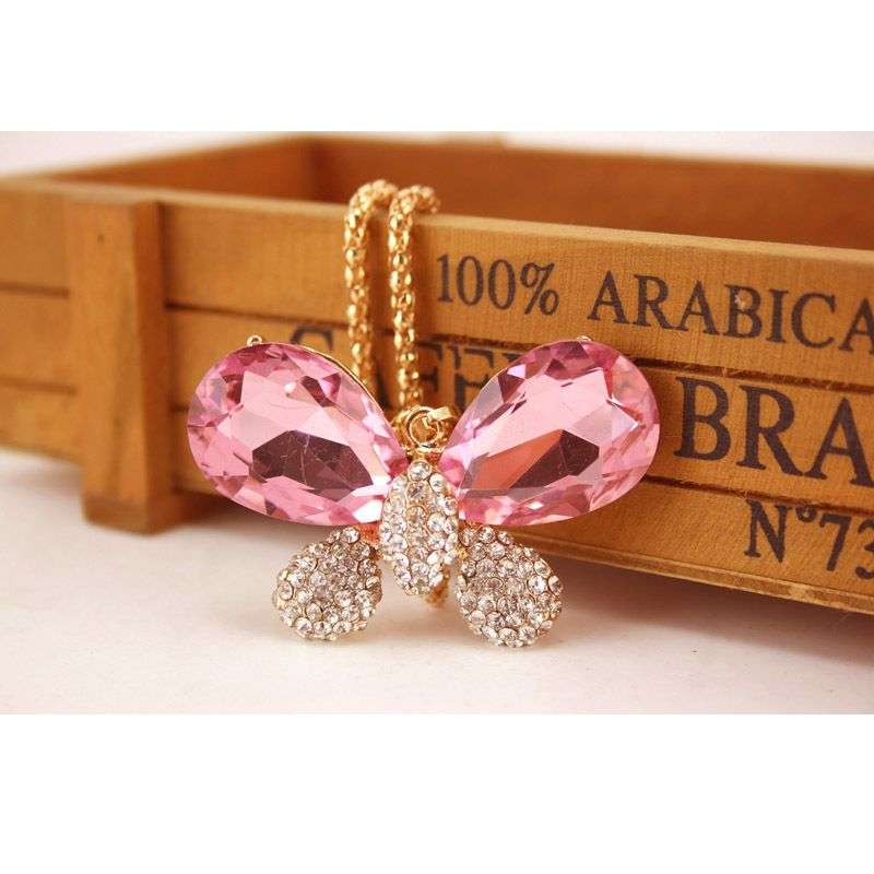 Butterfly Pendant Necklace For Women - Green