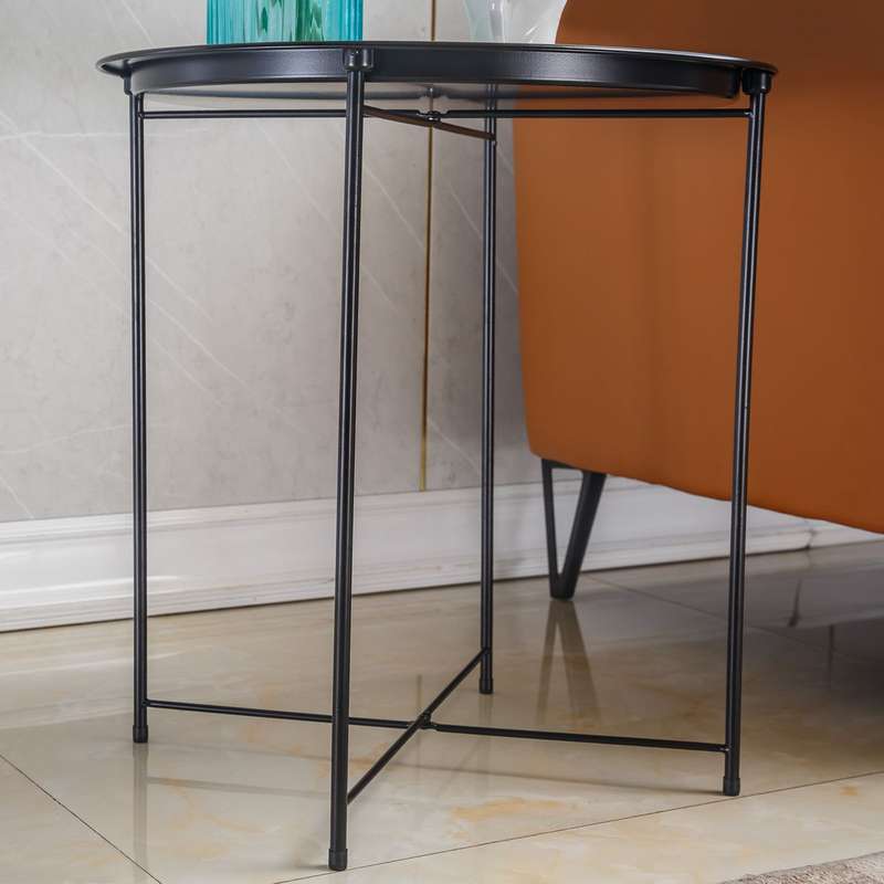 Metal Side Table Round Coffee Table Folding End Table Sofa Table