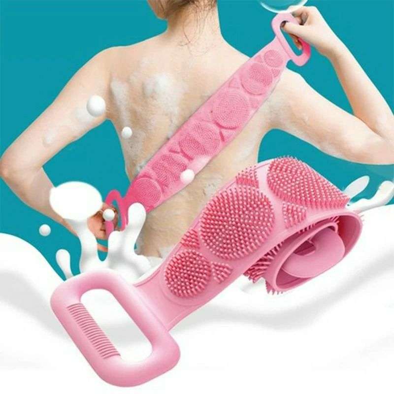 Silicone Brushes Bath Towels Rubbing Back Pink