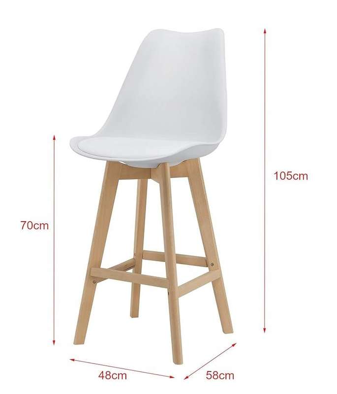 Modern and Stylish Padded Bar Stool - White