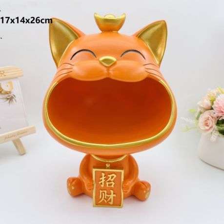 Orange Big Mouth Cat Resin Ornament