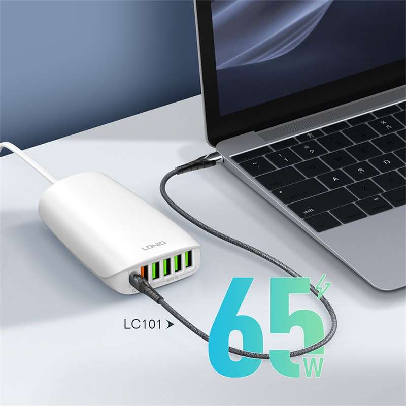 LDNIO 65W USB Fast Charging 6 Port USB Charger For your MacBook& CellPhones