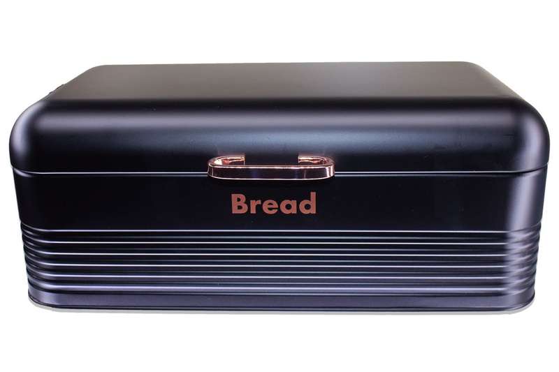 Retro Design Two Loaf Bread Bin with 3 Piece Matching Canister Set - Black (PLEASE READ DESCRIPTION)