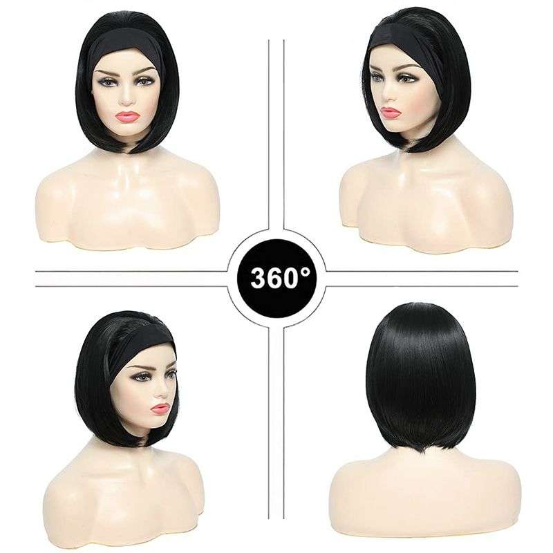 10inch Short Straight Bob Headband Wigs For Women