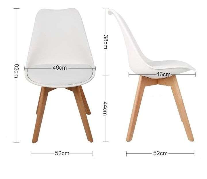 Modern and trendy padded chairs with wooden legs-8 Pack - White