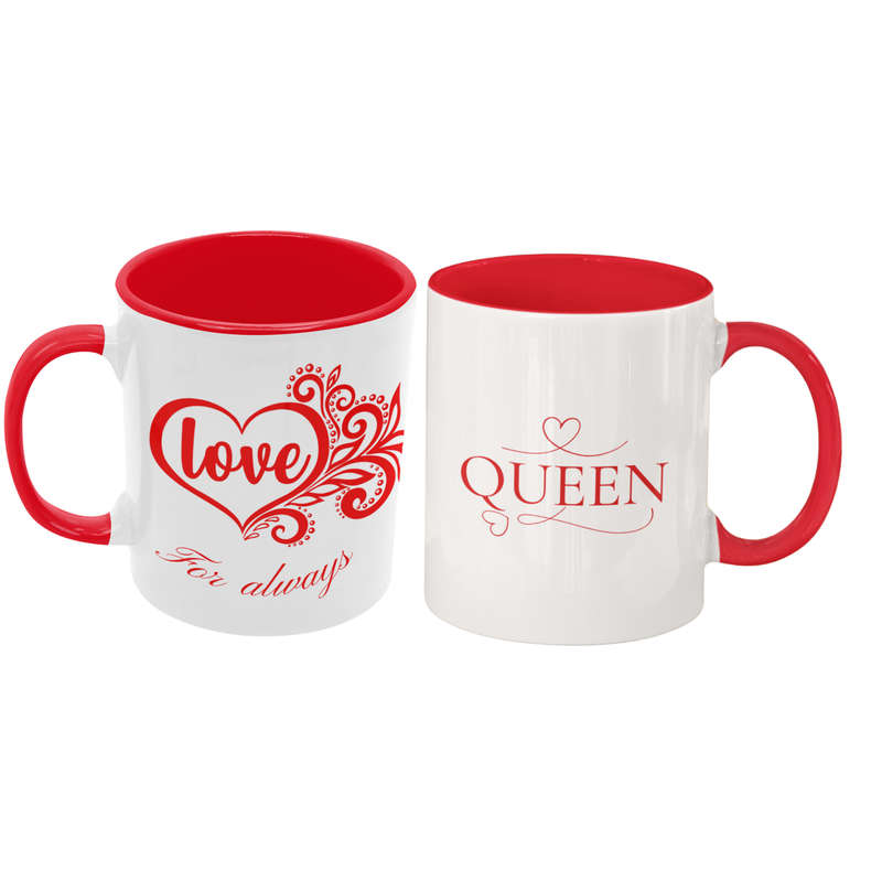 Queen Love Mug  Romantic Ceramic Coffee Cup with Red Heart Design | Gift from Kids or Partner ...