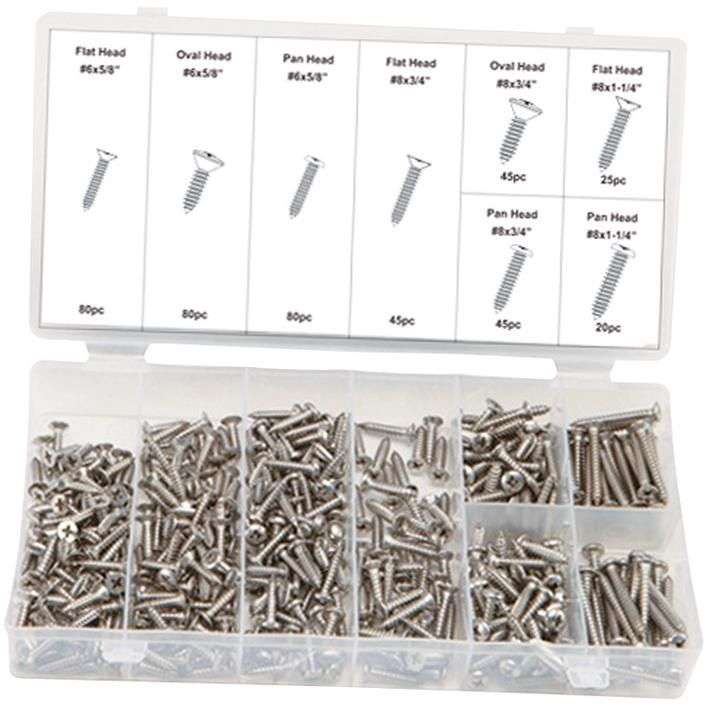 Duratool (D01886) Assorted Head Screw Set, Flat, Oval & Pan, Imperial