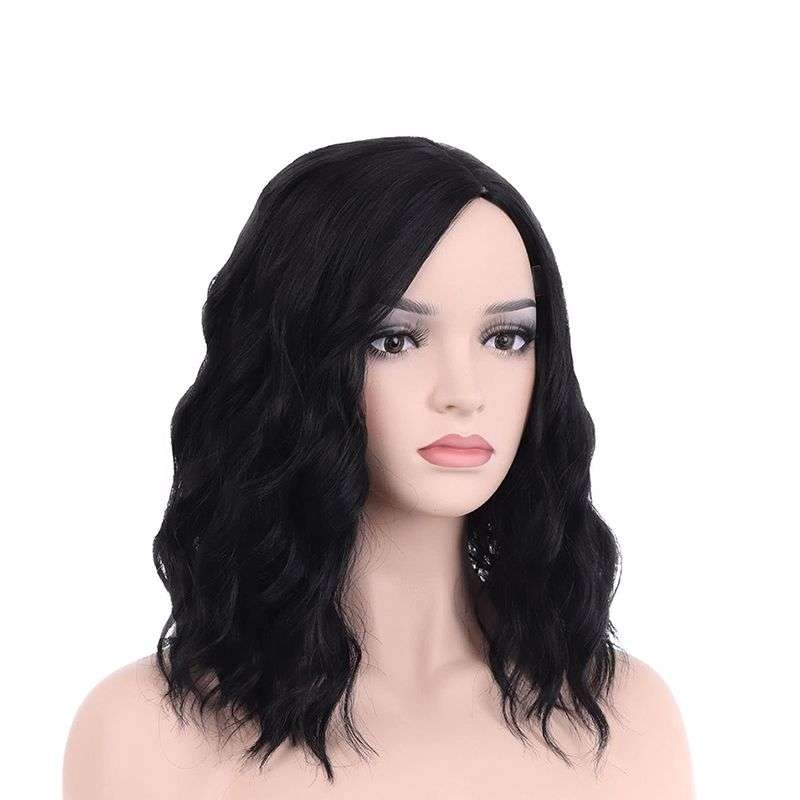 14" Women Girls Short Curly Wavy Bob Wig Rose Net With Wig Cap