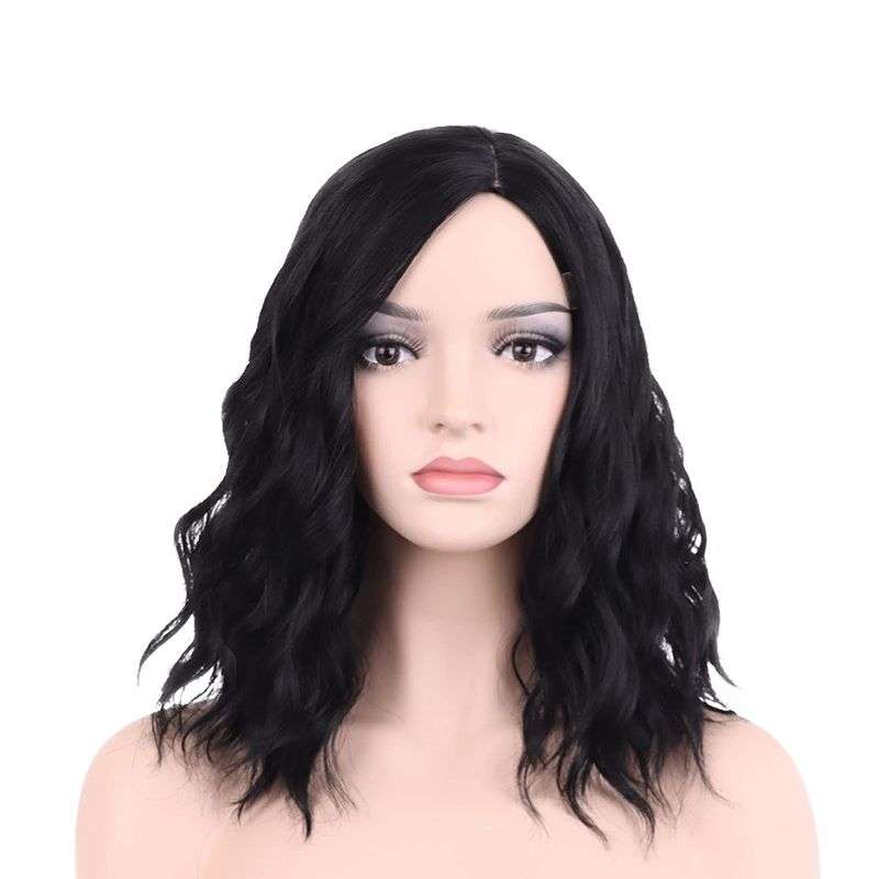 14" Women Girls Short Curly Wavy Bob Wig Rose Net With Wig Cap