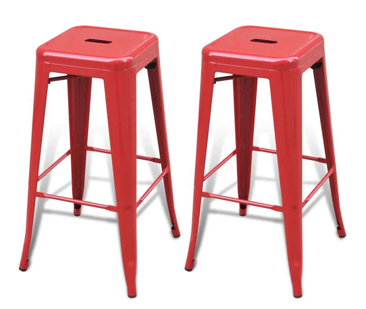 Metal stackable bar stools- 2 Pack  - Red