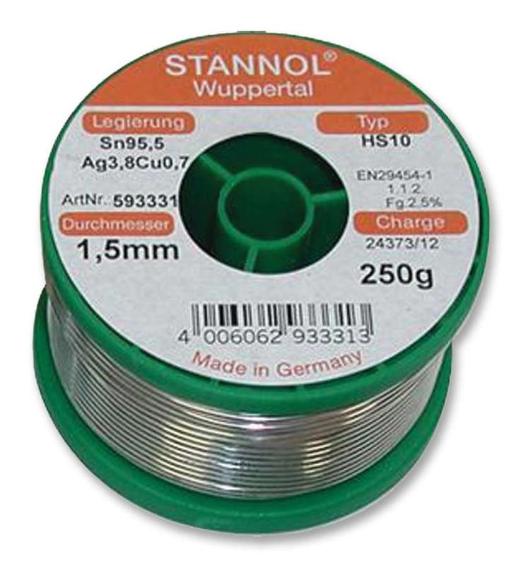Stannol (593311) Solder Wire, Lead Free, 0.8mm Diameter, 217°C, 250g