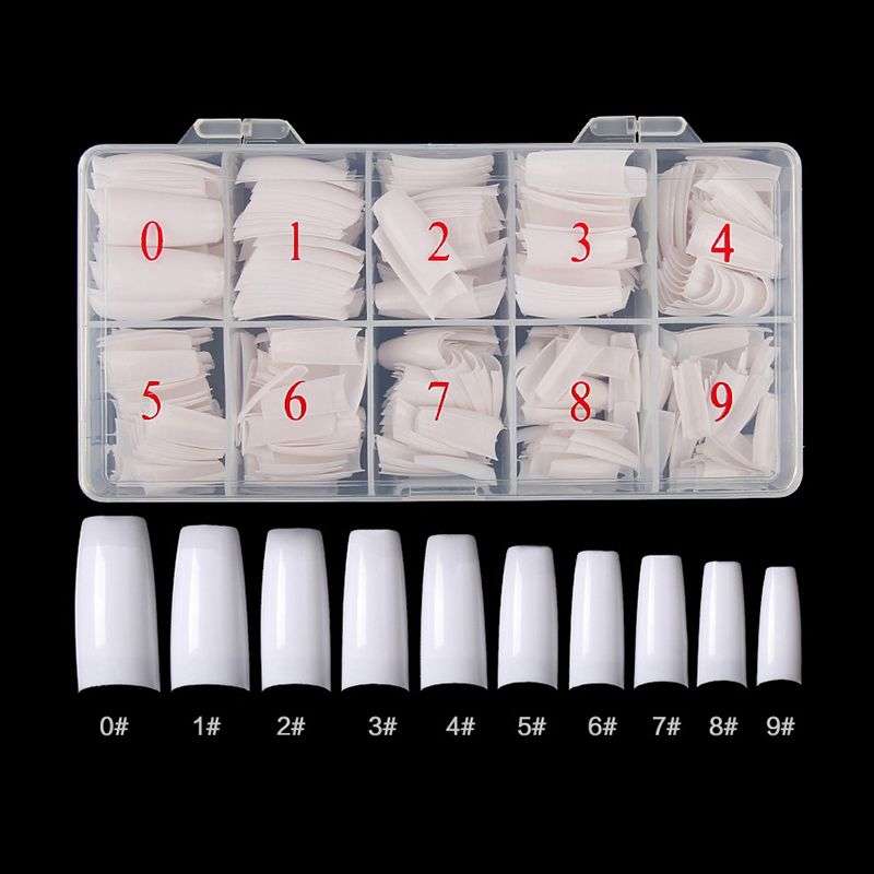 500 Piece Lady French Acrylic Style Artificial False Nails - Transparent