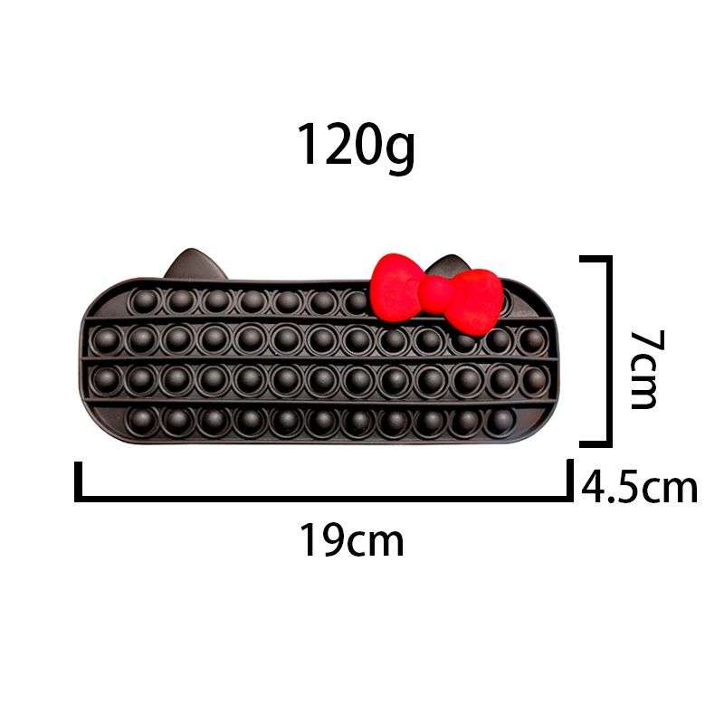 Pencil Case With Zipper Push Pop Bubble Fidget Toy - Black