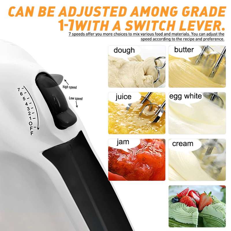 Stainless Steel Electric Hand Mixer 7 Speed