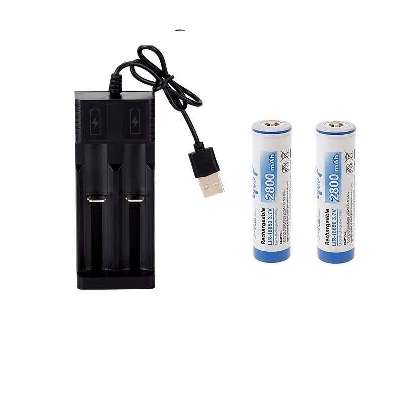 USB Smart Charger with 2 x 18650 2800mah 3.7V Rechargeable Batteries